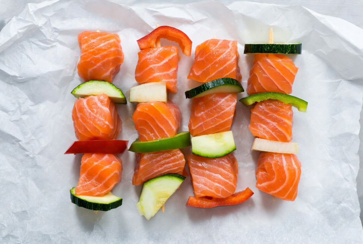 Spiedino di salmone fresco
