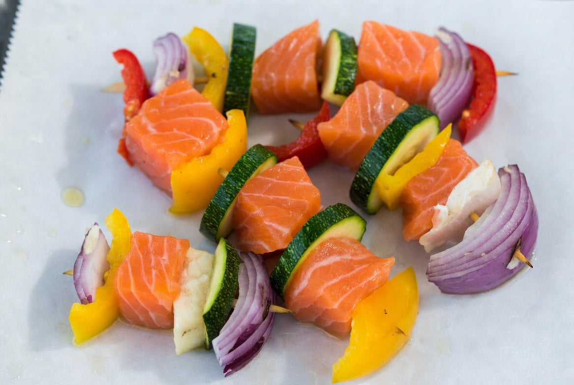 Spiedino di salmone fresco